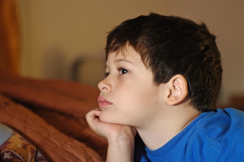 Truett watching tv