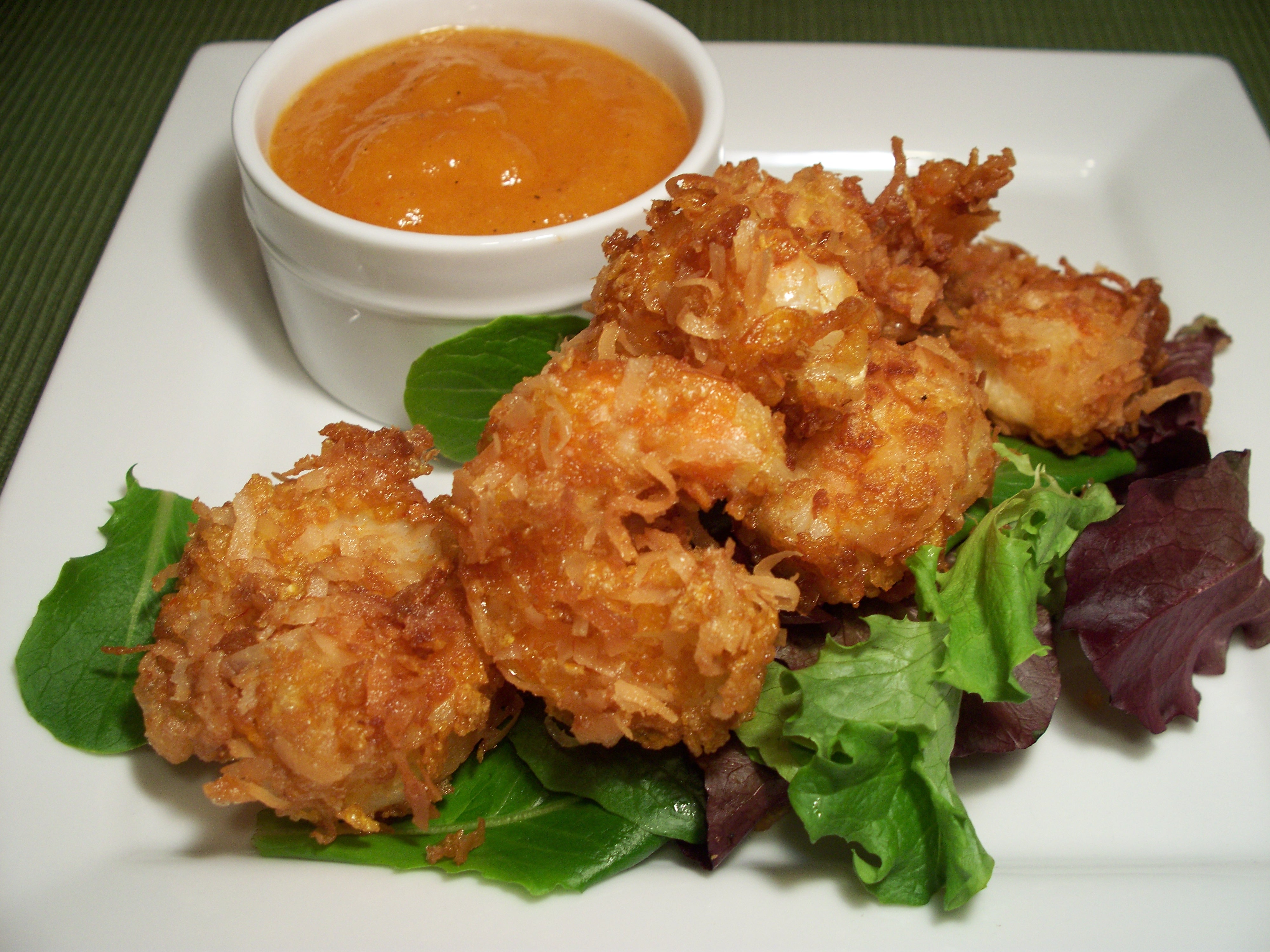 Cornflake Coconut Shrimp with Sweet and Spicy Mango Dipping Sauce A