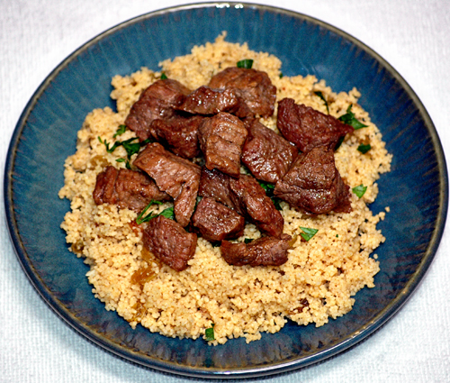 Beef Kabobs and Spiced Bulgar