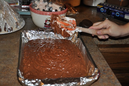 fudge poured in pan