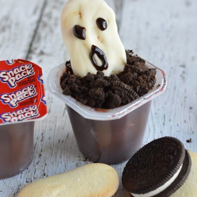Ghostly Pudding Cups for Halloween