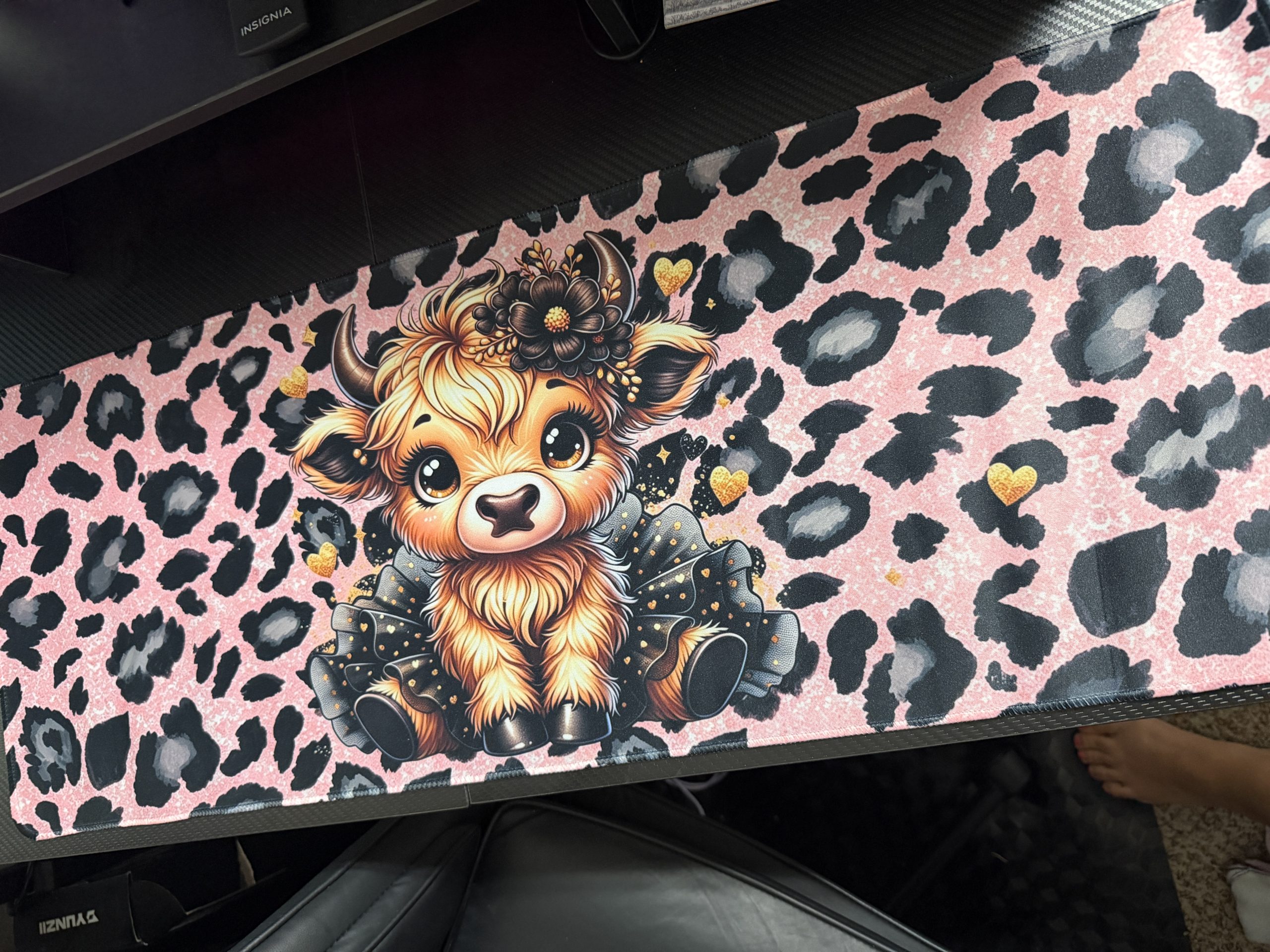 Pink Leopard Tutu Cow Desk Mat