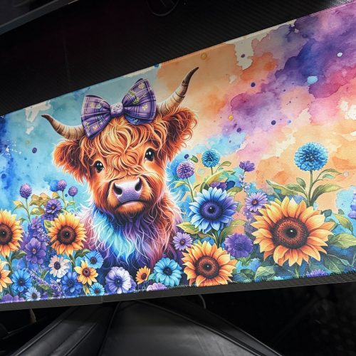 Blue Colorful Cow | Desk Mat