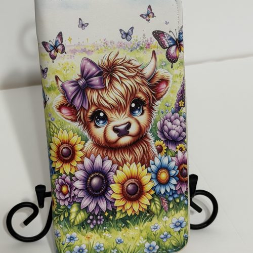 Daisies and Butteflies Cow | Zip Around Wallet