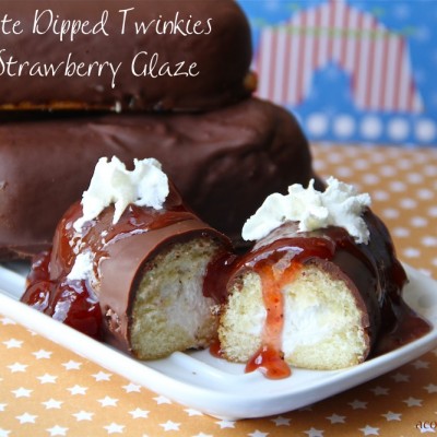 Chocolate Dipped Twinkies with Strawberry ‘Glaze’