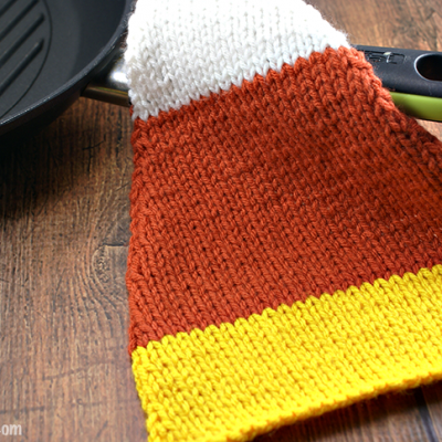 Knitted Candy Corn Potholder