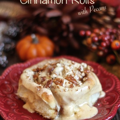 Making Pumpkin Cinnamon Rolls Topped with Pecans, with My Mom