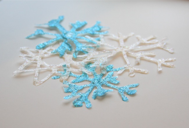 glittered snowflakes